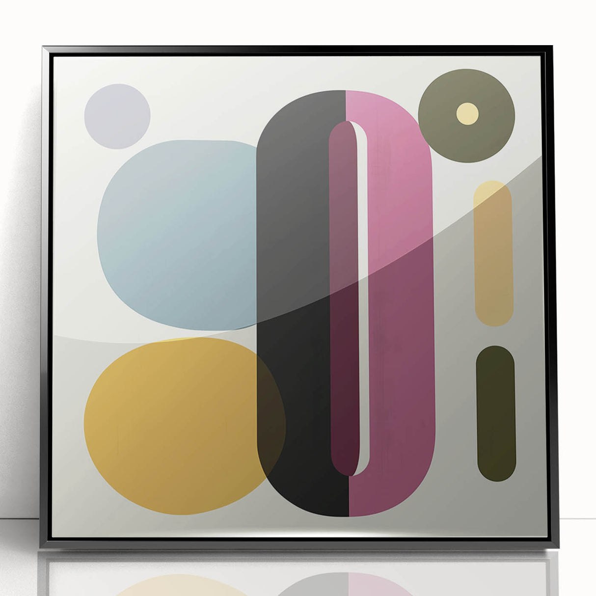 Abstract geometric framed acrylic artwork showcasing vibrant colors and sharp angles, designed to enhance modern interiors with a bold visual statement.