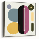 Framed abstract geometric canvas art in silver, showcasing modern design with sharp angles and vibrant colors, perfect for contemporary home decor.
