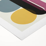 Abstract geometric artwork on rolled canvas, showcasing vibrant colors and intricate shapes, ideal for modern home decor. Packaged securely in a protective tube for safe delivery.