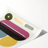 Abstract geometric rolled canvas print showcasing vibrant colors and intricate shapes, elegantly packaged in a durable cardboard tube for safe delivery. Ideal for modern decor enthusiasts seeking unique artwork.