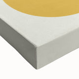 Close-up of an abstract geometric stretched canvas artwork showcasing vibrant colors and intricate patterns, perfect for modern home decor.