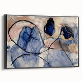 Framed canvas artwork showcasing abstract splatters in black, offering a modern aesthetic. The side view highlights the sleek frame design, ideal for contemporary decor.