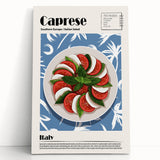 Black and white stretched canvas featuring various food dishes, ideal for kitchen wall art.