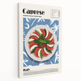 Large canvas depicting various colorful food dishes, ideal for kitchen wall art.