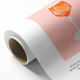 Art deco poster featuring a stylized cocktail glass, in vibrant pink and blue tones on rolled canvas.