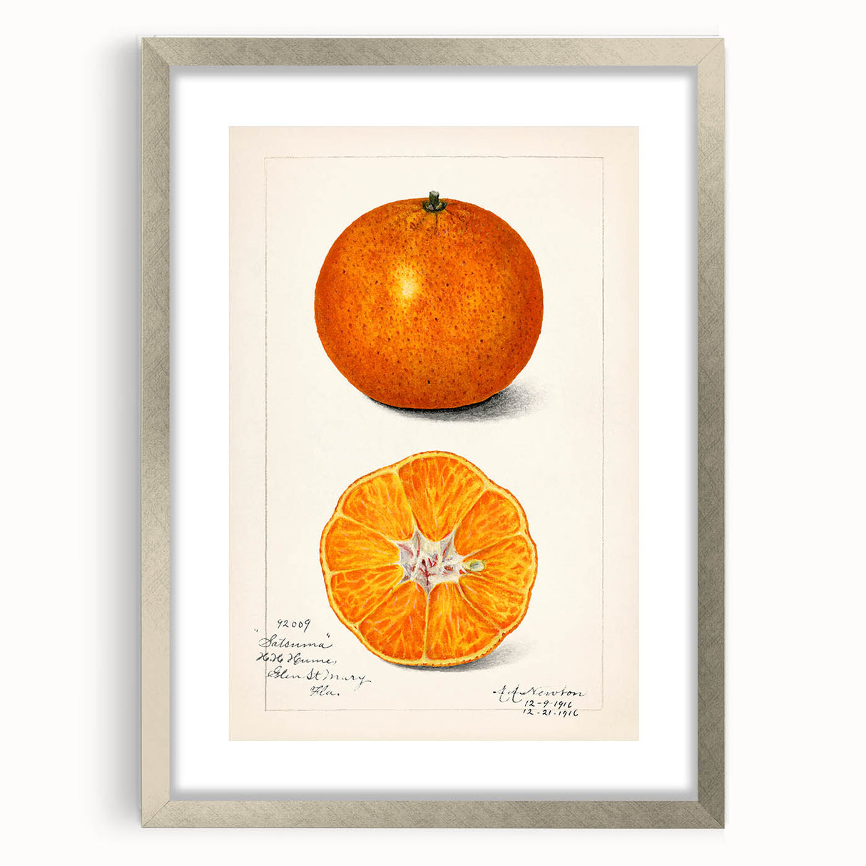 Textured abstract art print featuring assorted fruits in muted earth tones on a framed canvas, suitable for bedroom decor.