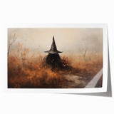 Halloween Canvas Art - Mysterious Witch in Autumn Landscape
