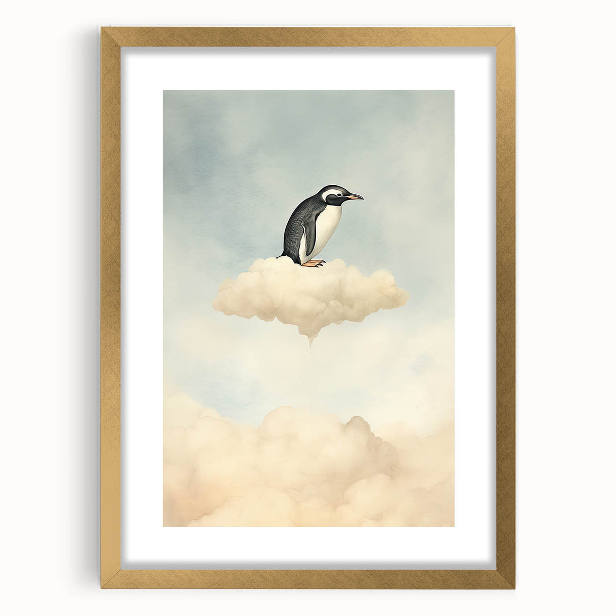 Acrylic Art for Kids - Dreamy Penguin on Cloud Wall Print