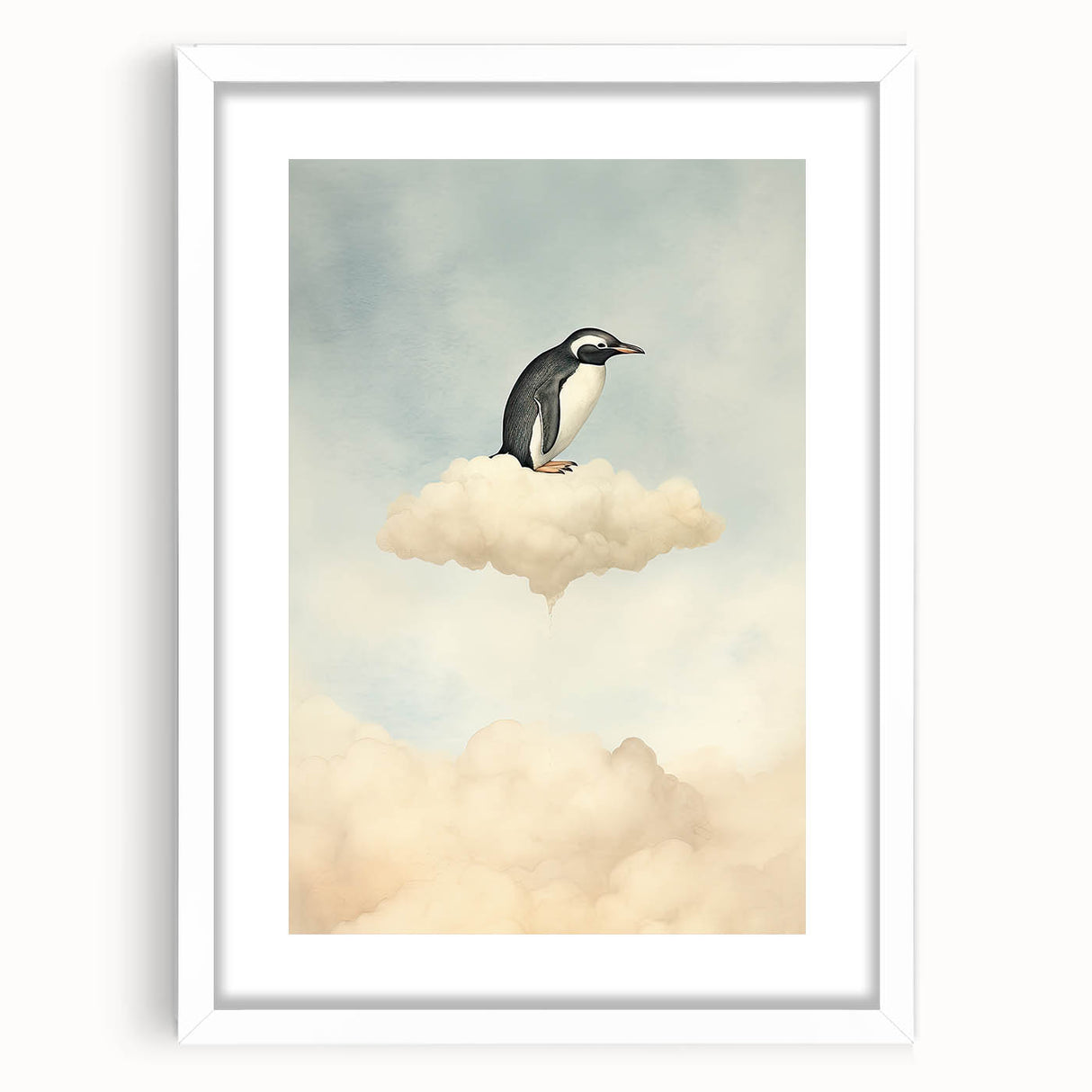 Acrylic Art for Kids - Dreamy Penguin on Cloud Wall Print