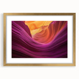 Framed landscape art print showcasing vibrant canyons with a gold mat finish, perfect for home decor. Ideal for enhancing living spaces with nature's beauty.