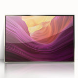 Framed acrylic artwork showcasing a stunning landscape of canyons with vibrant colors, designed to enhance modern decor. Perfect for nature lovers and home galleries.