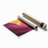 Vibrant landscape canyon print showcasing rich earthy tones and intricate details, rolled and packaged securely in a protective tube for easy display. Ideal for home decor enthusiasts seeking nature-inspired art.