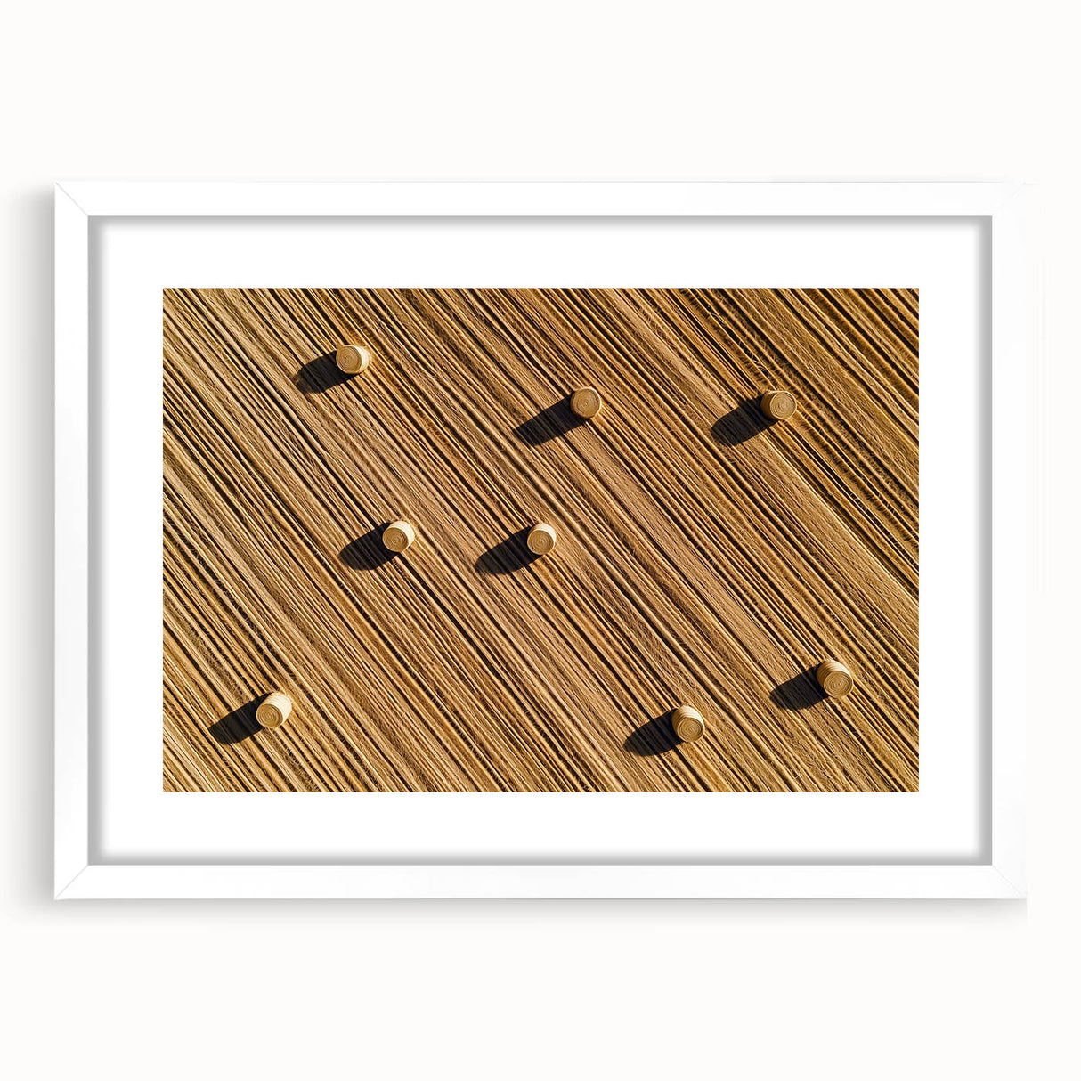 Framed landscape artwork showcasing vibrant fields and a white mat border, perfect for home decor. Ideal for nature lovers seeking elegant wall display.