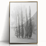 Framed acrylic artwork showcasing a vibrant landscape design with gold accents, elegantly displayed from the front view, perfect for modern home decor.
