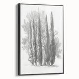 Framed canvas artwork showcasing a vibrant landscape design with a black frame, viewed from the side, perfect for modern home decor. Ideal for art enthusiasts and interior designers.