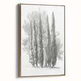 Framed canvas artwork showcasing a vibrant landscape design with a gold frame, positioned at a side angle to highlight its elegant contours and textures. Ideal for adding a touch of sophistication to modern home decor.