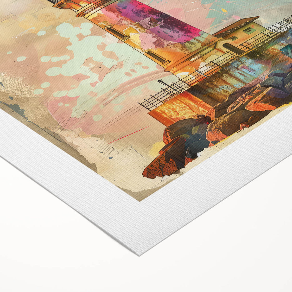 Vibrant lighthouse wall art on rolled canvas, showcasing a serene coastal landscape with soft sunset hues, perfect for enhancing home decor and inspiring tranquility.