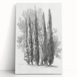 Stretched canvas art print showcasing a vibrant landscape design with rich colors, elegantly leaning against a neutral wall, perfect for home decor.