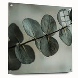 Close-up of green leaves, printed on acrylic glass, suits bedroom or dining room wall decor.