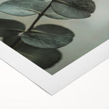 Art deco poster featuring close-up of green leaves, printed on rolled canvas, suitable for dining room wall art.