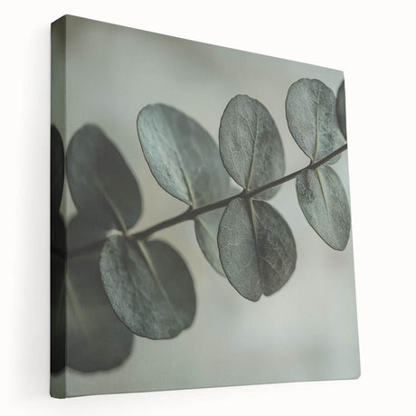 Close-up of green leaves on a large stretched canvas, ideal for kitchen wall art.