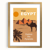 Retro Egypt Travel Poster – Vintage Pyramids and Camel Art
