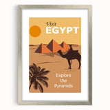 Retro Egypt Travel Poster – Vintage Pyramids and Camel Art