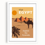 Retro Egypt Travel Poster – Vintage Pyramids and Camel Art