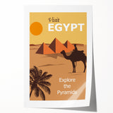 Retro Egypt Travel Poster – Vintage Pyramids and Camel Art