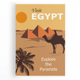 Retro Egypt Travel Poster – Vintage Pyramids and Camel Art