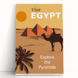 Retro Egypt Travel Poster – Vintage Pyramids and Camel Art