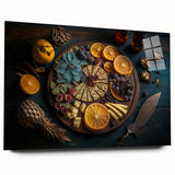 Elegant Cheese & Citrus Platter – Rustic Kitchen Wall Art