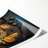 Elegant Cheese & Citrus Platter – Rustic Kitchen Wall Art