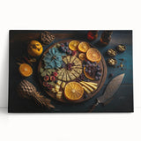 Elegant Cheese & Citrus Platter – Rustic Kitchen Wall Art