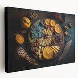 Elegant Cheese & Citrus Platter – Rustic Kitchen Wall Art