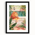 Bathroom Canvas Art - Relaxing Lion in Tropical Bathtub Scene