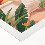 Bathroom Canvas Art - Relaxing Lion in Tropical Bathtub Scene