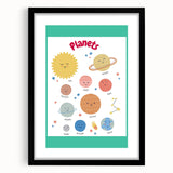 Planets Learning Wall Art - Kids Educational Solar System Poster
