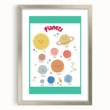 Planets Learning Wall Art - Kids Educational Solar System Poster