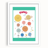 Planets Learning Wall Art - Kids Educational Solar System Poster
