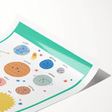 Planets Learning Wall Art - Kids Educational Solar System Poster