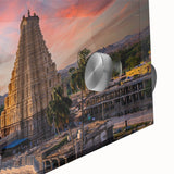 Large abstract depiction of an Indian landscape in muted earth tones on acrylic glass, ideal for dining room art.