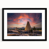 Extra large abstract art print of colorful, textured scenery, framed in black, ideal for living room decor.