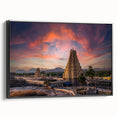 Black and white landscape art painting of a serene Indian scenery on framed canvas, ideal for bedroom decor.