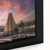 Extra large framed canvas featuring a textured depiction of a scenic Indian landscape in vibrant, colorful art tones.
