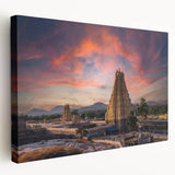 Large art depicting an Indian landscape in vibrant earth tones on stretched canvas, ideal for kitchen wall art.