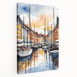 European Denmark scenery on large stretched canvas with muted earthy tones, suitable for kitchen wall art.