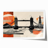 Extra large rolled print featuring the London skyline with floral accents in muted watercolor tones.