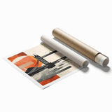 Extra large rolled print of a London scenery with floral motifs in soft color tones, ideal for classy bathroom wall art.