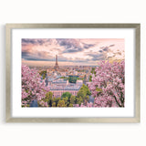 Extra large abstract art print of Paris scenery in textured style, silver framed, ideal for living room decor.
